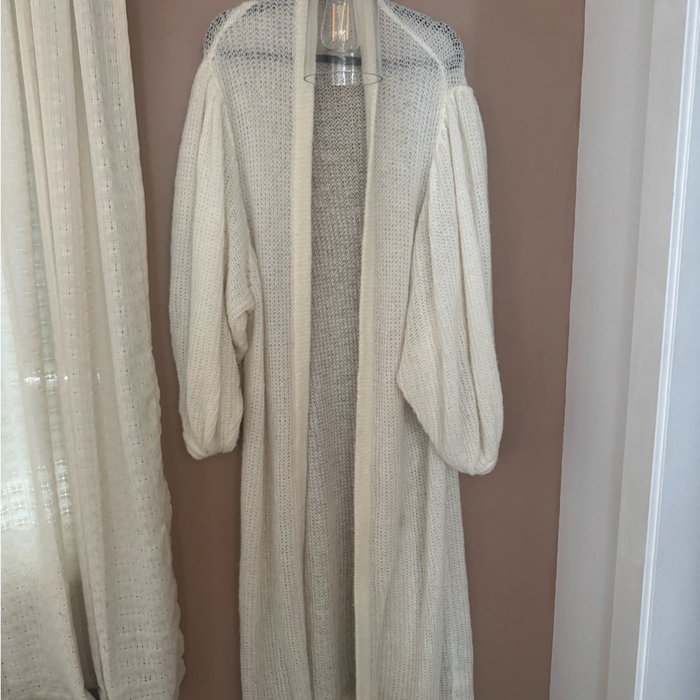 Free People Cream Maxi Cardigan Sweater